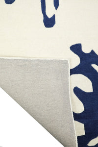 IVORY NAVY BLUE BESPOKE HAND TUFTED CARPET by Imperial Knots - Image 4