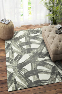 IVORY CHARCOAL GEOMETRIC HAND TUFTED CARPET by Imperial Knots - Image 1