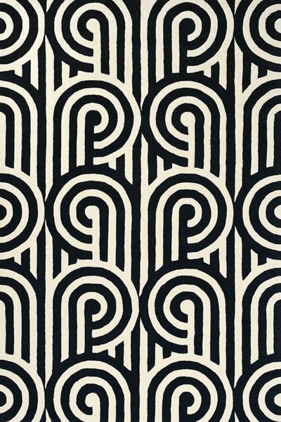 IVORY AND BLACK GEOMETRIC HAND TUFTED CARPET
