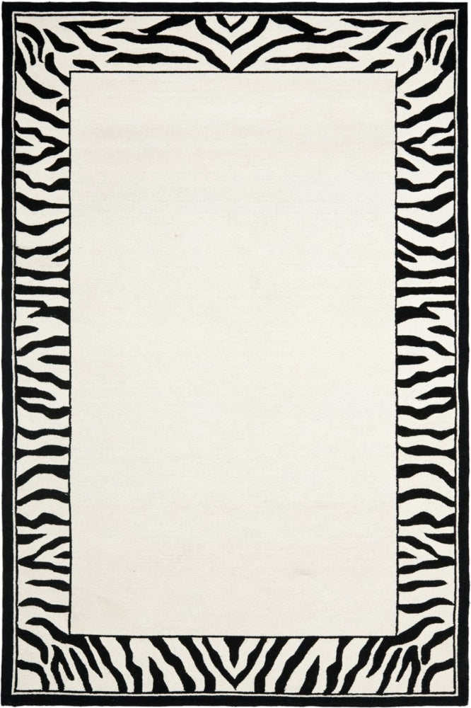 IVORY AND BLACK GEOMETRIC HAND TUFTED CARPET