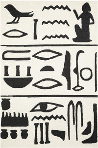 BLACK AND IVORY TRIBAL HAND TUFTED CARPET by Imperial Knots - Image 1