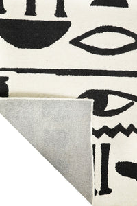 BLACK AND IVORY TRIBAL HAND TUFTED CARPET by Imperial Knots - Image 4