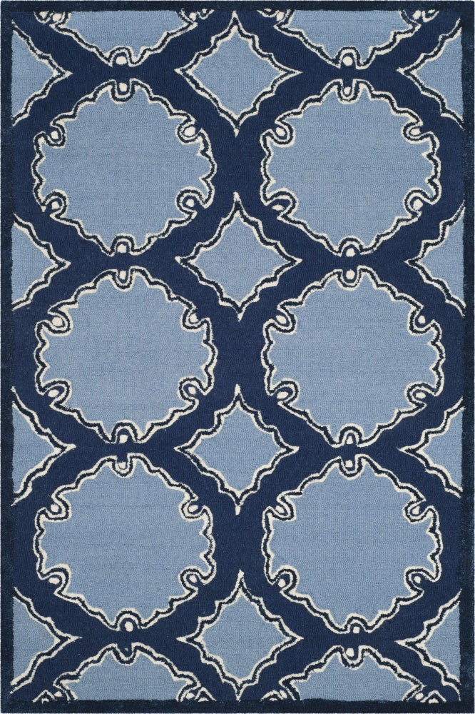 BLUE GEOMETRIC HAND TUFTED CARPET