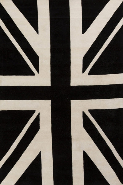 BLACK AND IVORY UNION JACK HAND TUFTED CARPET