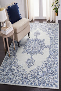 BLUE AND GREY PERSIAN HAND TUFTED CARPET by Imperial Knots - Image 2