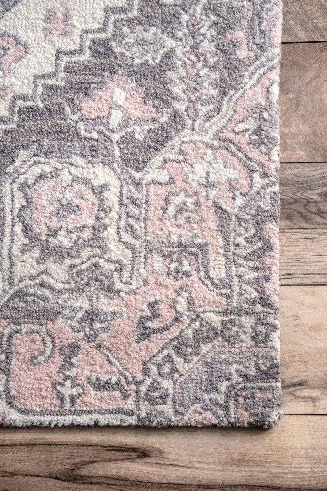 PINK AND GREY PERSIAN HAND TUFTED CARPET