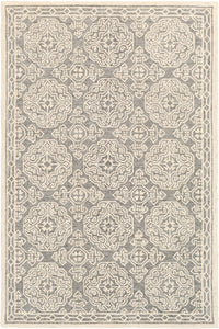 IVORY AND GREY TRADITIONAL HAND TUFTED CARPET by Imperial Knots - Image 1