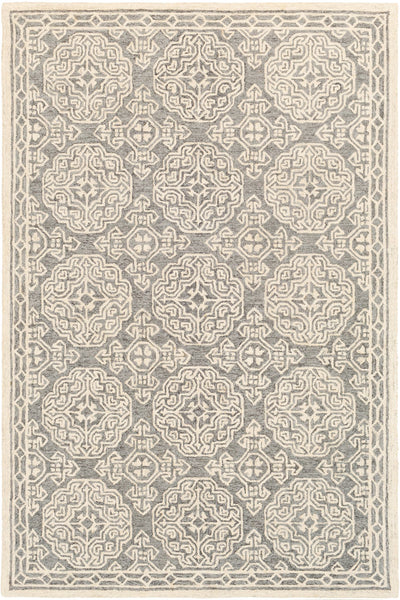 IVORY AND GREY TRADITIONAL HAND TUFTED CARPET