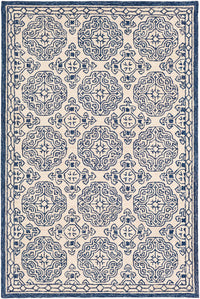 IVORY AND BLUE TRADITIONAL HAND TUFTED CARPET by Imperial Knots - Image 1