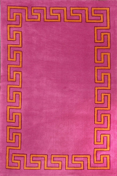 PINK GREEK KEY HAND TUFTED CARPET