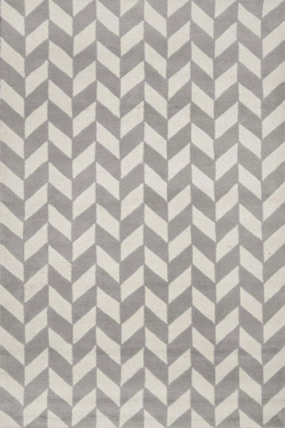 GREY CHEVRON HAND TUFTED RUG