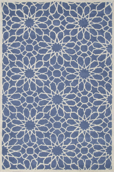 BLUE AND WHITE TRELLIS HAND TUFTED CARPET
