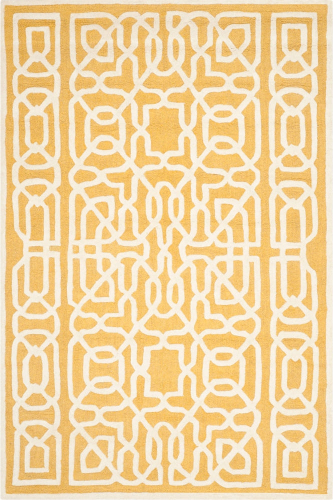 YELLOW IVORY GEOMETRIC HAND TUFTED CARPET