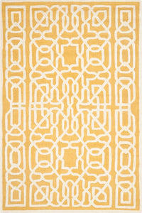YELLOW IVORY GEOMETRIC HAND TUFTED CARPET by Imperial Knots - Image 1
