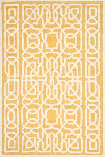 YELLOW IVORY GEOMETRIC HAND TUFTED CARPET