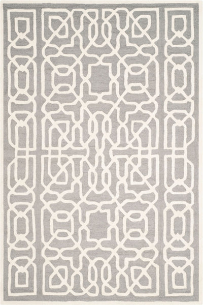 GREY IVORY GEOMETRIC HAND TUFTED CARPET