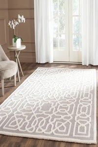 GREY IVORY GEOMETRIC HAND TUFTED CARPET by Imperial Knots - Image 2