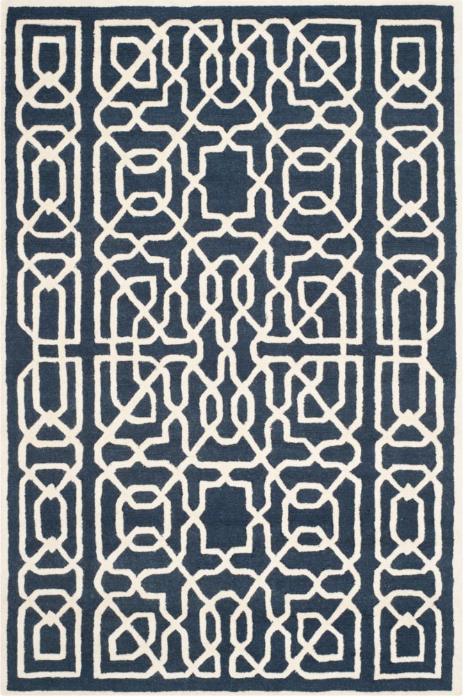 BLUE IVORY GEOMETRIC HAND TUFTED CARPET