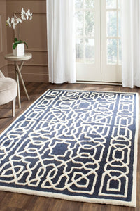 BLUE IVORY GEOMETRIC HAND TUFTED CARPET by Imperial Knots - Image 2