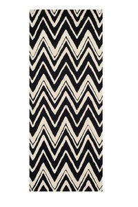 BLACK AND IVORY CHEVRON HAND TUFTED RUNNER CARPET by Imperial Knots - Image 1