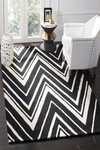 BLACK AND IVORY CHEVRON HAND TUFTED CARPET by Imperial Knots - Image 2