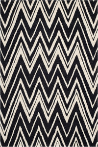 BLACK AND IVORY CHEVRON HAND TUFTED CARPET by Imperial Knots - Image 1