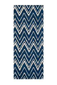 BLUE AND IVORY CHEVRON HAND TUFTED RUNNER CARPET by Imperial Knots - Image 1
