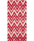RED AND IVORY CHEVRON HAND TUFTED RUNNER CARPET by Imperial Knots - Image 1