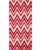 RED AND IVORY CHEVRON HAND TUFTED RUNNER CARPET