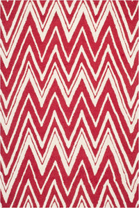 RED AND IVORY CHEVRON HAND TUFTED CARPET by Imperial Knots - Image 1
