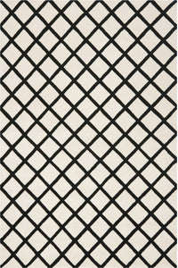 IVORY AND BLACK GEOMETRIC HAND TUFTED CARPET by Imperial Knots - Image 1