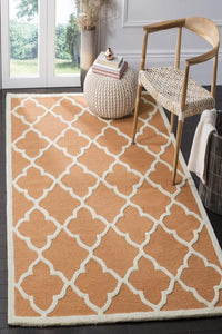 ORANGE AND IVORY MOROCCAN HAND TUFTED CARPET by Imperial Knots - Image 2