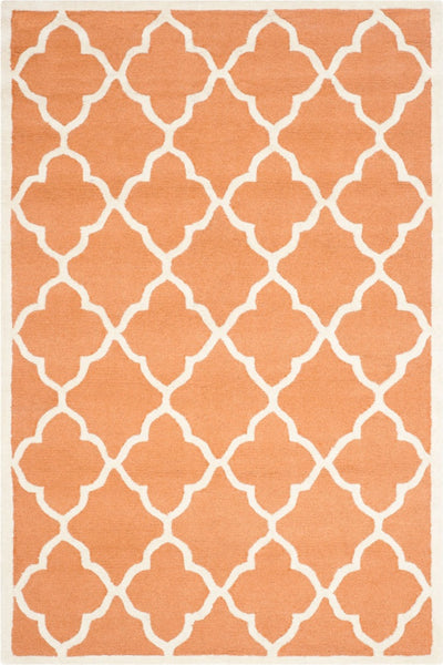ORANGE AND IVORY MOROCCAN HAND TUFTED CARPET