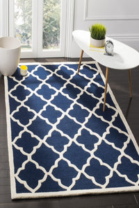 BLUE AND IVORY MOROCCAN HAND TUFTED CARPET by Imperial Knots - Image 2
