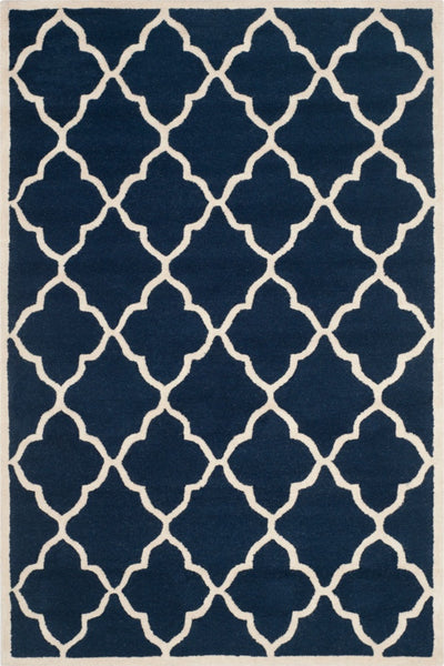 BLUE AND IVORY MOROCCAN HAND TUFTED CARPET