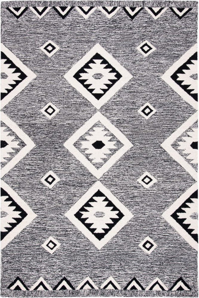 BLACK AND WHITE KILIM HAND TUFTED CARPET