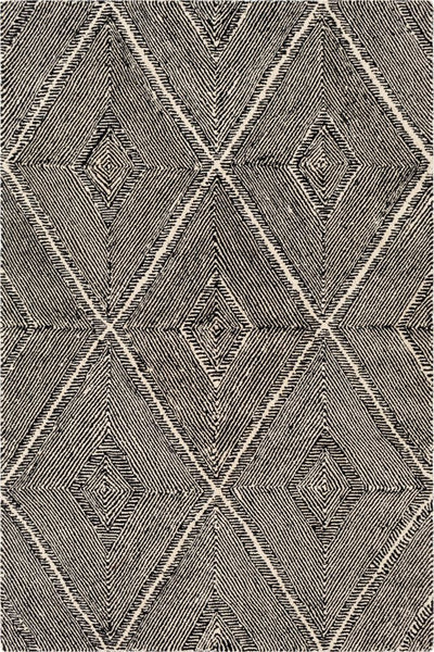 BLACK AND WHITE GEOMETRIC HAND TUFTED CARPET