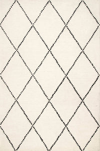 IVORY AND BLACK GEOMETRIC HAND TUFTED CARPET by Imperial Knots - Image 1