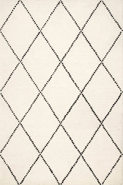 IVORY AND BLACK GEOMETRIC HAND TUFTED CARPET