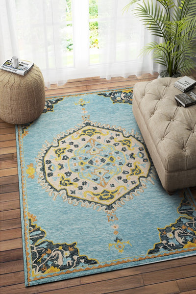 BLUE MULTICOLOR TRADITIONAL HAND TUFTED CARPET