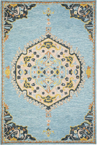 BLUE MULTICOLOR TRADITIONAL HAND TUFTED CARPET by Imperial Knots - Image 2