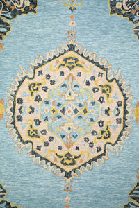 BLUE MULTICOLOR TRADITIONAL HAND TUFTED CARPET by Imperial Knots - Image 3