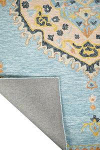 BLUE MULTICOLOR TRADITIONAL HAND TUFTED CARPET by Imperial Knots - Image 4