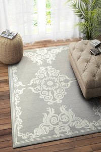 GREY WHITE TRADITIONAL HAND TUFTED CARPET by Imperial Knots - Image 2