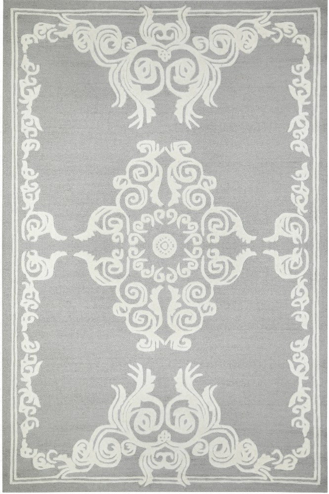 GREY WHITE TRADITIONAL HAND TUFTED CARPET