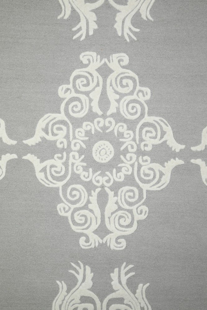 GREY WHITE TRADITIONAL HAND TUFTED CARPET