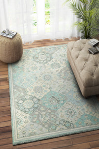 BLUE MULTICOLOR SUZANI HAND TUFTED CARPET by Imperial Knots - Image 1