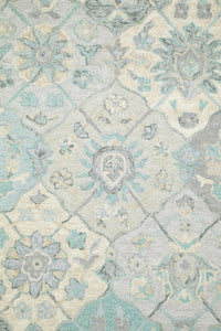 BLUE MULTICOLOR SUZANI HAND TUFTED CARPET by Imperial Knots - Image 3