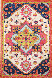 PINK MULTICOLOR TRADITIONAL HAND TUFTED CARPET by Imperial Knots - Image 2