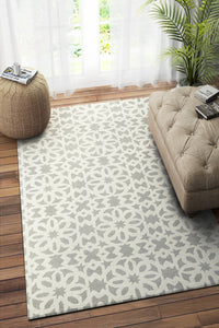 GREY WHITE GEOMETRIC HAND TUFTED CARPET by Imperial Knots - Image 2